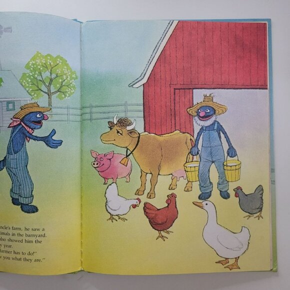 Sesame Street Grover Down on Farm Book Vintage 1980s Muppets Jim Henson Animals - Picture 9 of 9